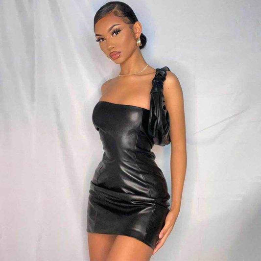 Faux Leather Bodycon Dress for Night Out