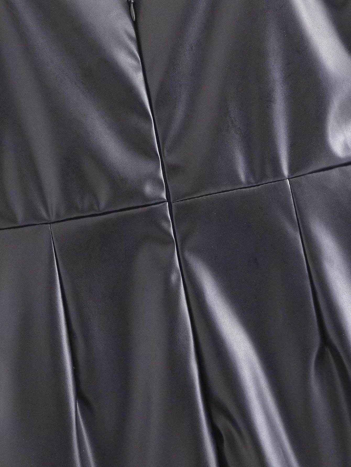 Faux Leather Evening Dress with Side Slit