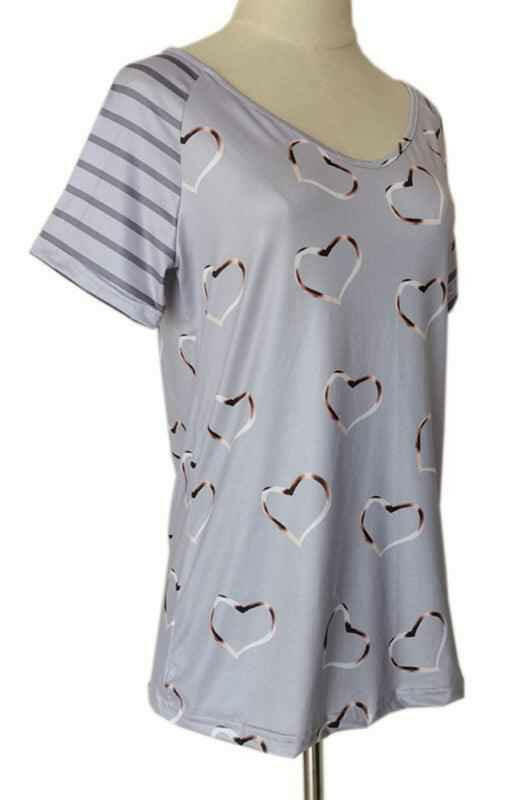 Kakaclo Heart Print Top for Women - Stylish & Cute - Your Shiny Clothes