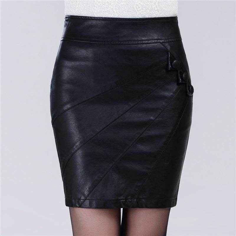 High Waist PU Leather Skirt - Stylish Classic