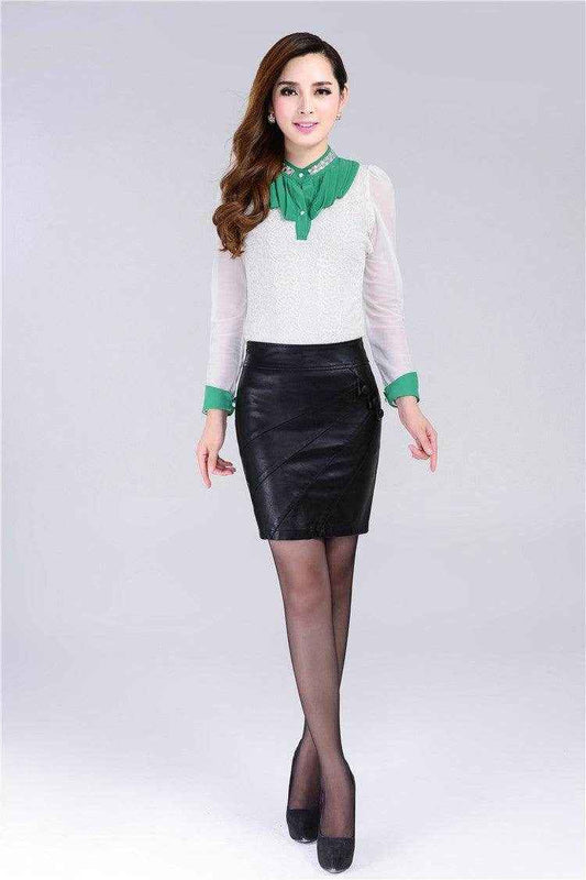 High Waist PU Leather Skirt - Stylish Classic
