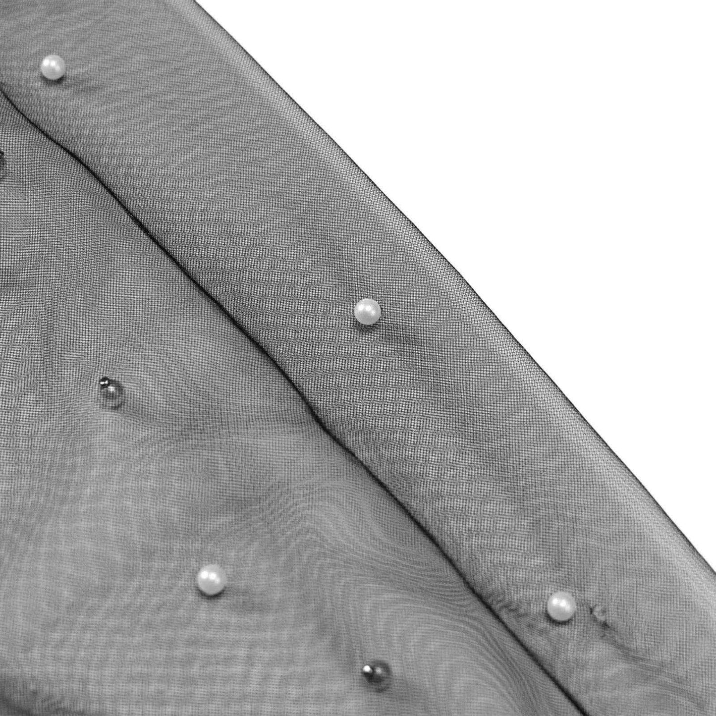 Mesh Long Sleeve Bodysuit with Pearl Accents