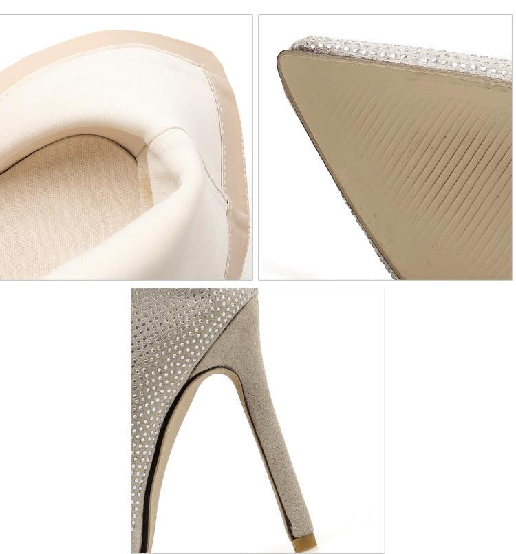 YSC Rhinestone ankle boots featuring elegant design with stunning embellishments and high heel style