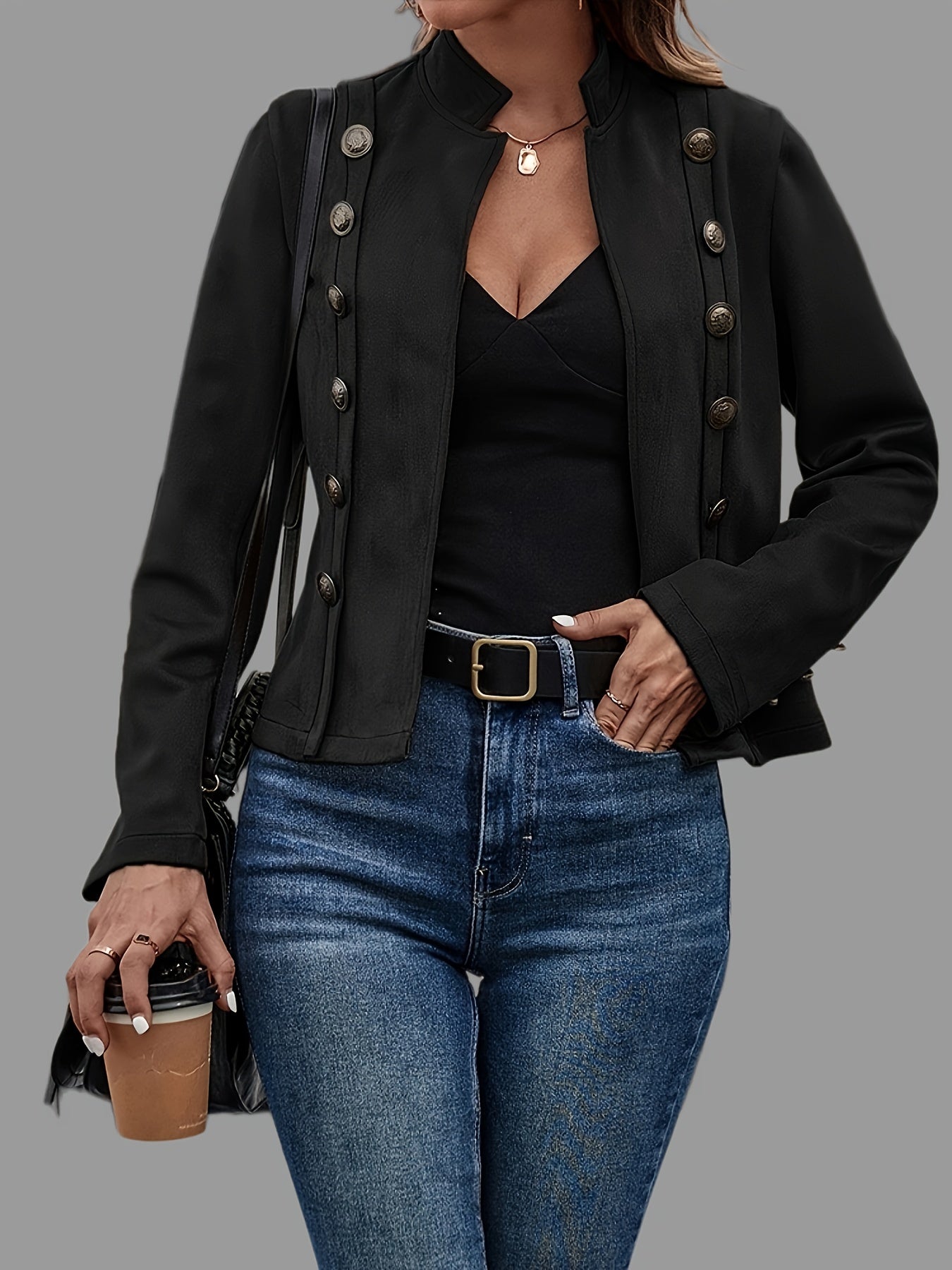 Elegant Brown or Black Faux Suede Jacket