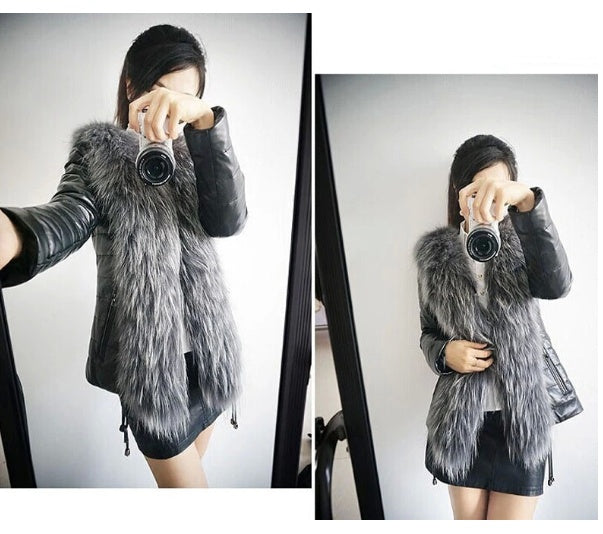 Faux Leather Luxe Fur Collar Jacket