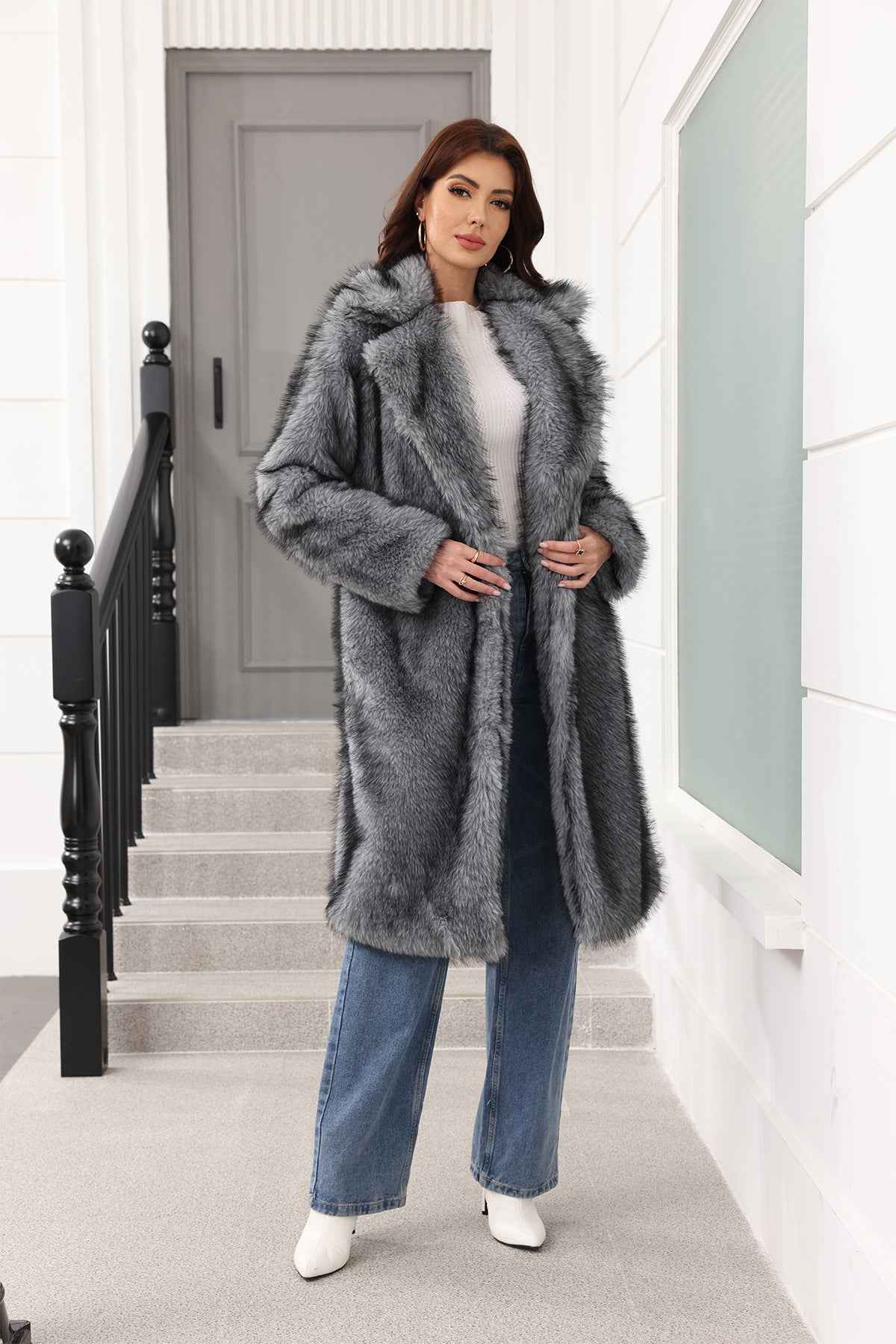 Long Women Clothing Faux Fur Coat Thickened Young Fur Coat Fashionable Jacket