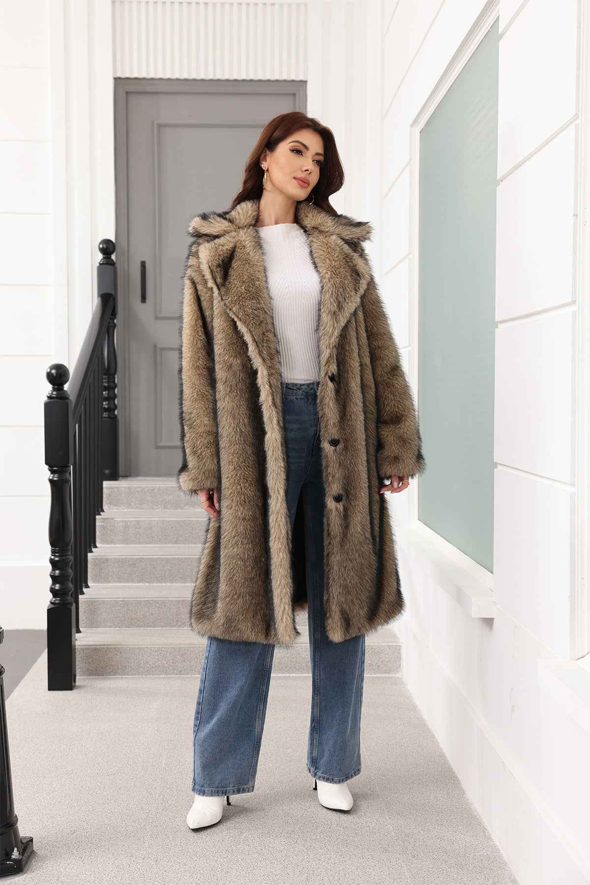 Long Women Clothing Faux Fur Coat Thickened Young Fur Coat Fashionable Jacket