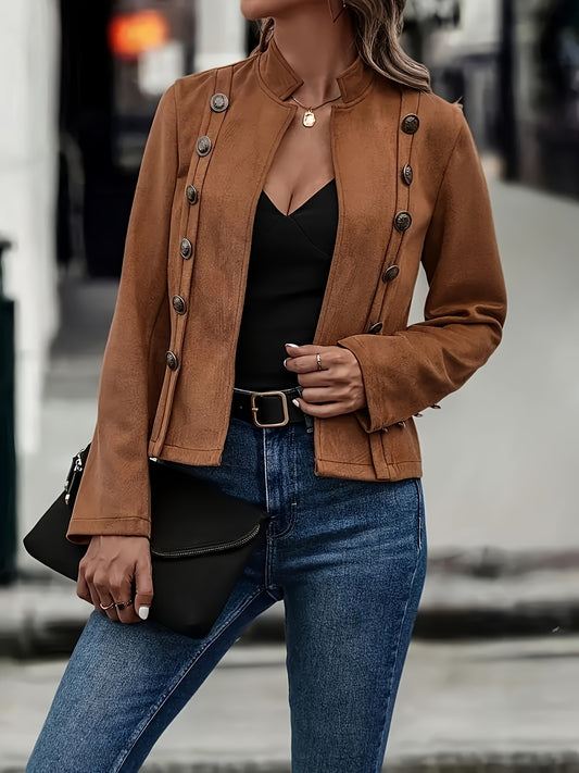 Elegant Brown or Black Faux Suede Jacket