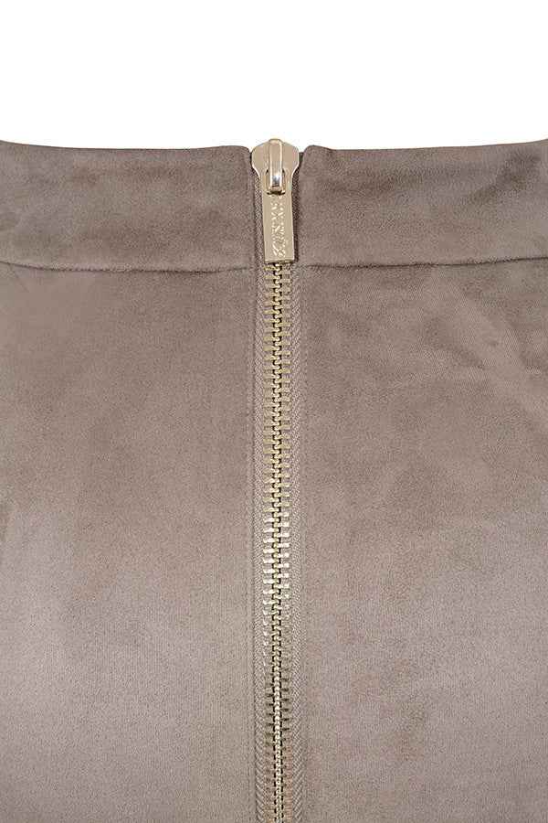 Faux Suede Mid-Length Pencil Skirt