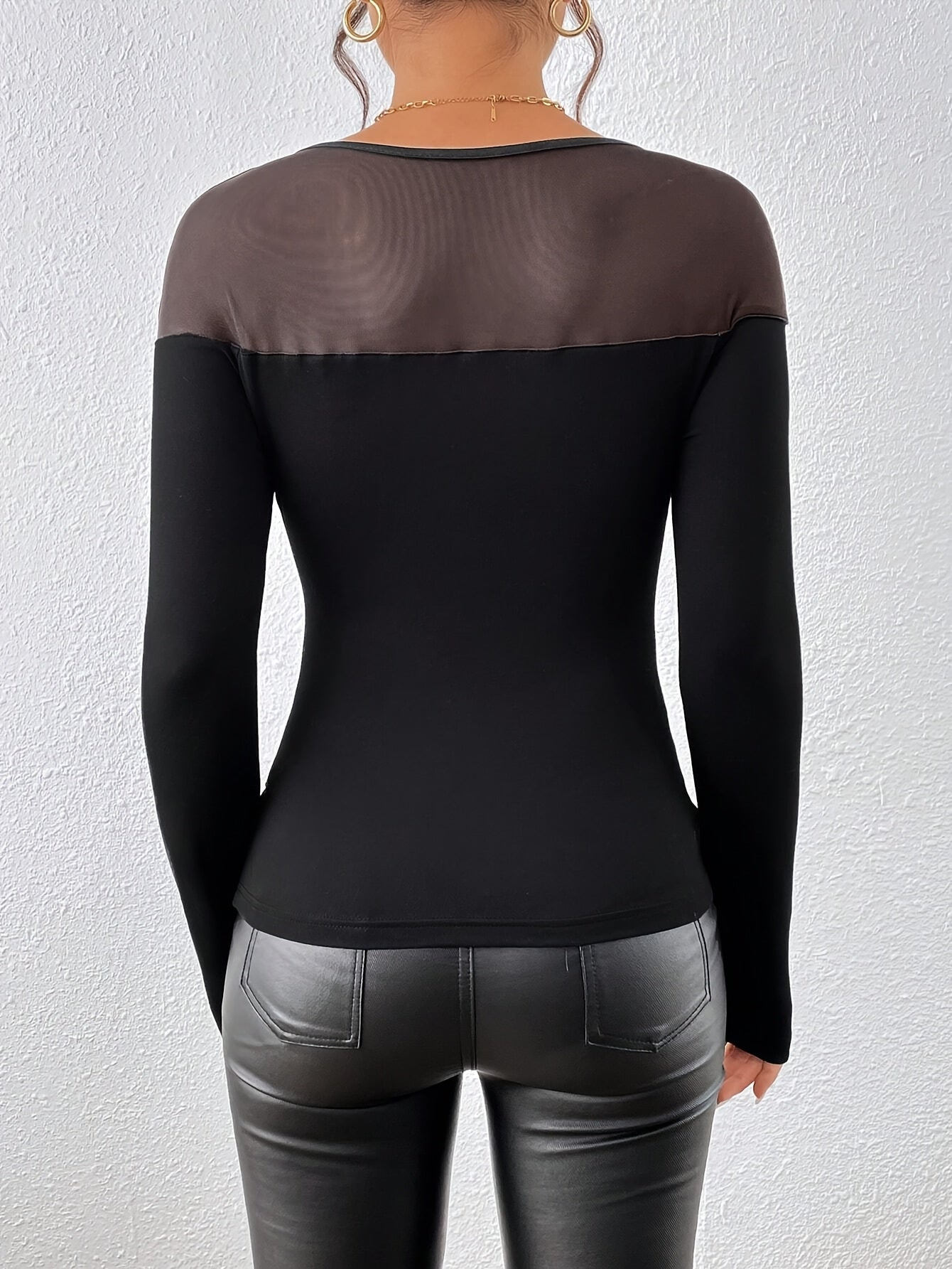 Elegant Long Sleeve Top with Rhinestone Detail