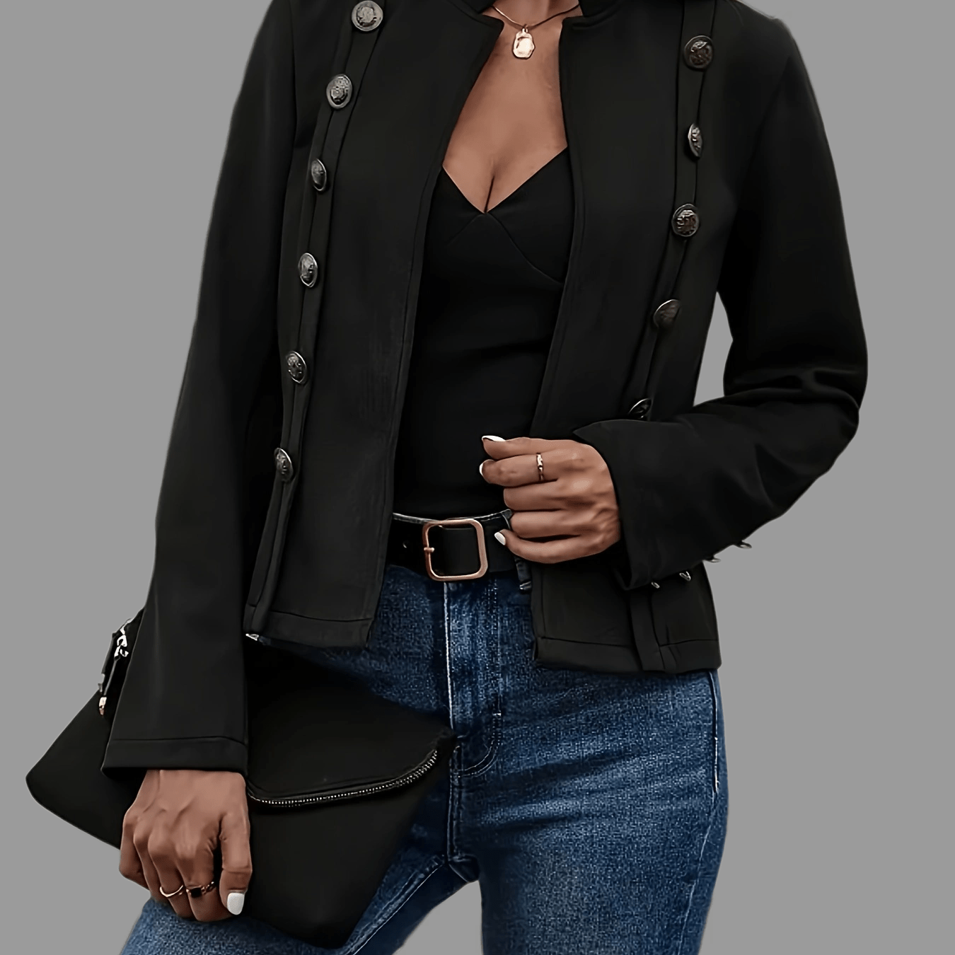 Elegant Brown or Black Faux Suede Jacket