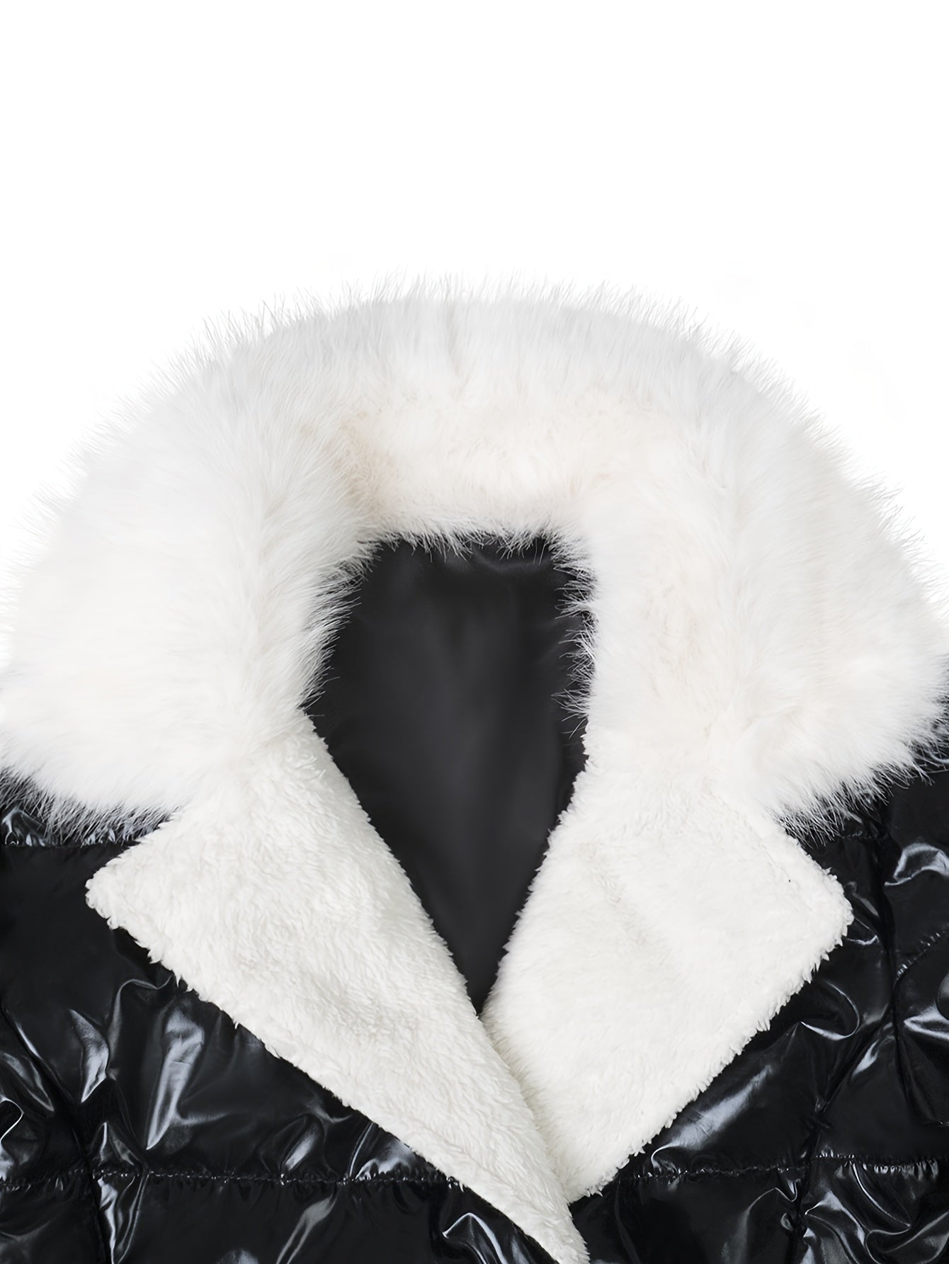 Long Puffer Coat with Faux Fur Hood