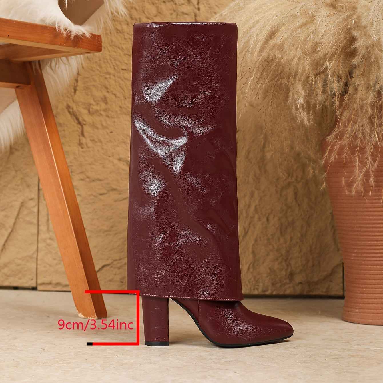 Faux Leather Knee-High Fashion Boots