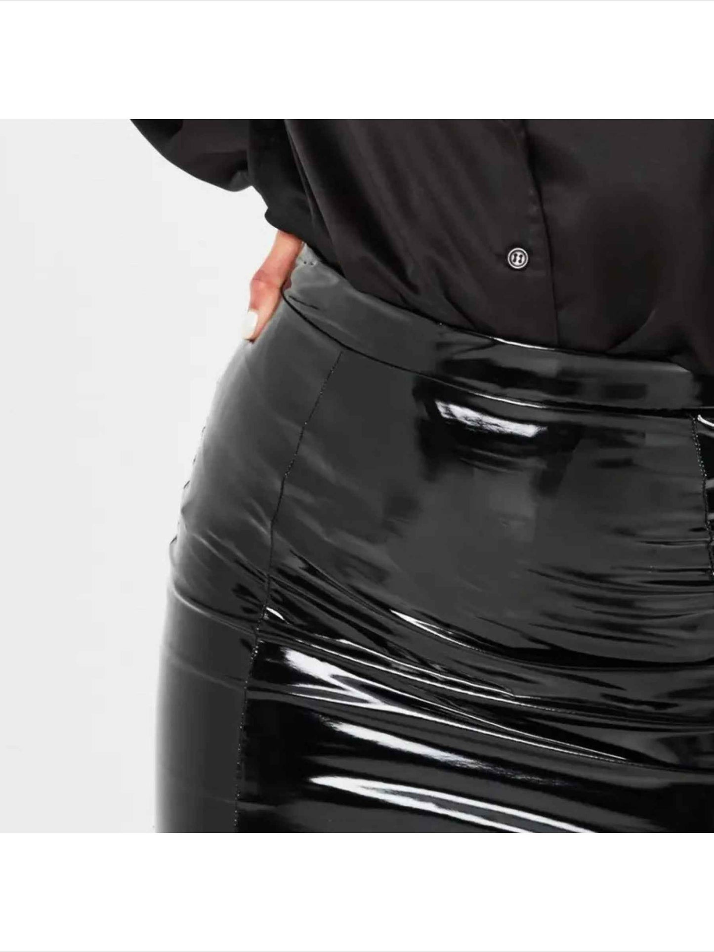 High-Waisted Shiny PU Leather Mini Skirt