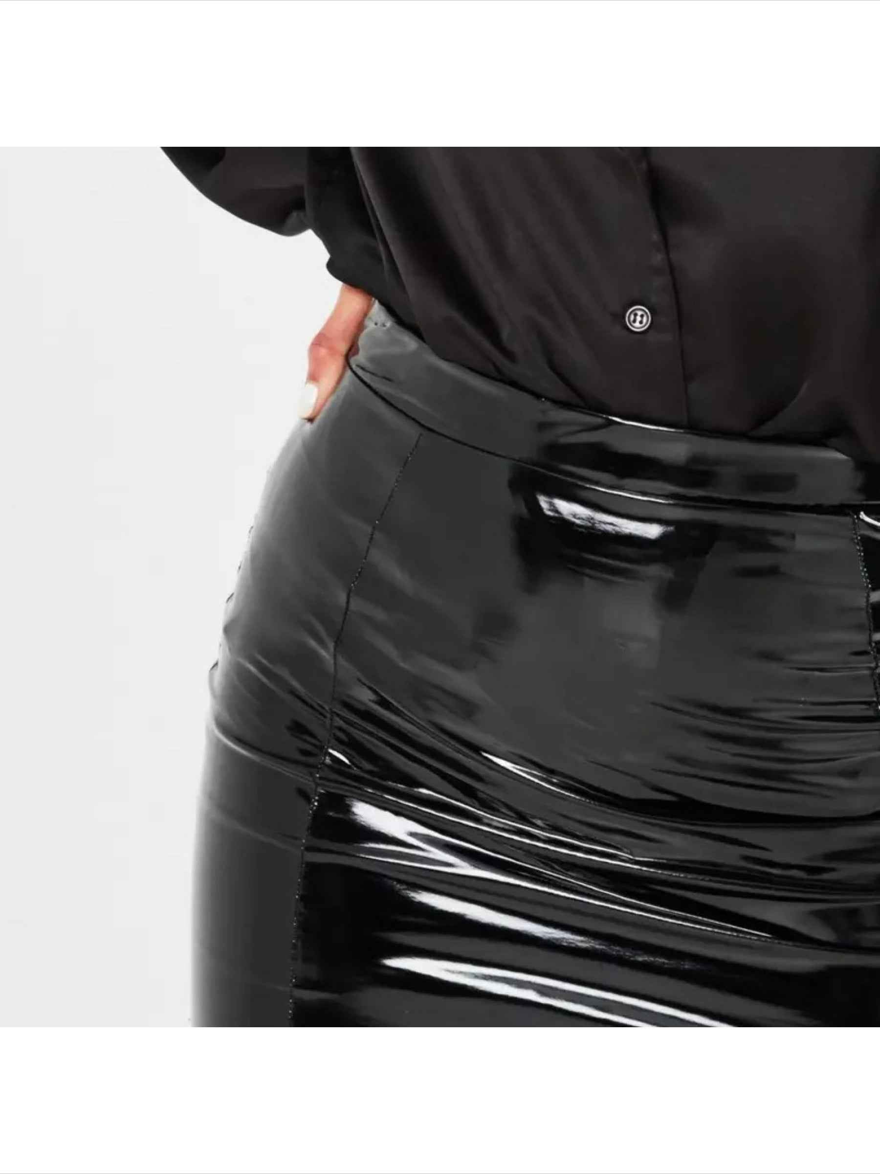 High-Waisted Shiny PU Leather Mini Skirt