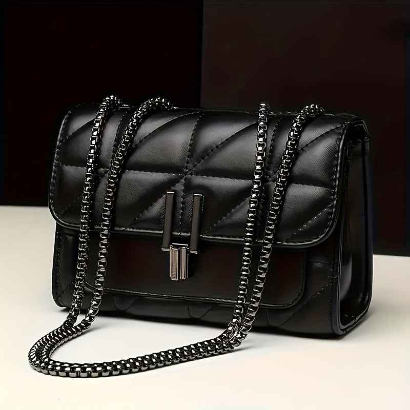 Black Mini PVC Lined Faux Leather Handbag with Adjustable Shoulder Strap