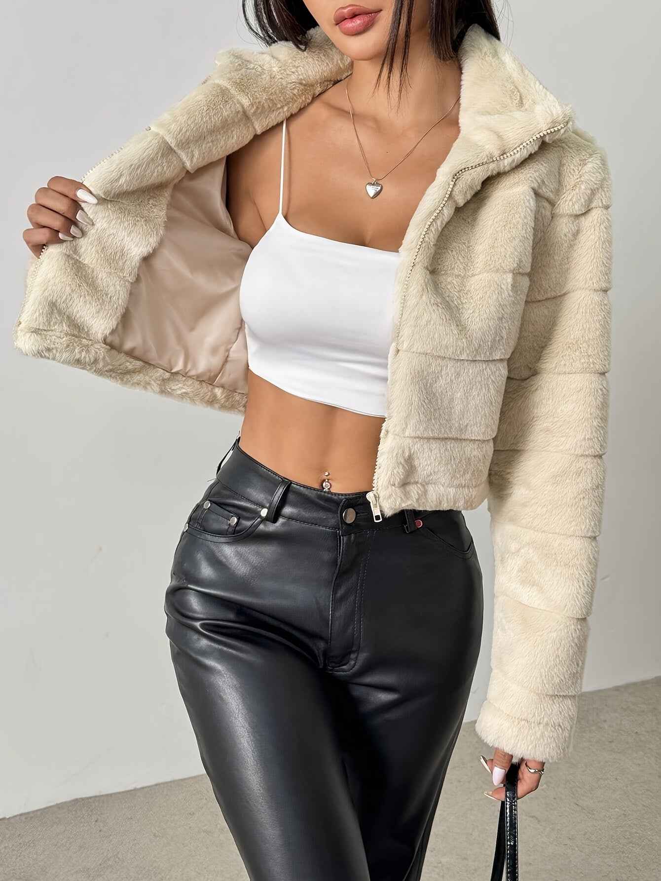 Elegant Luxury Zip-Up Plush Teddy Jacket