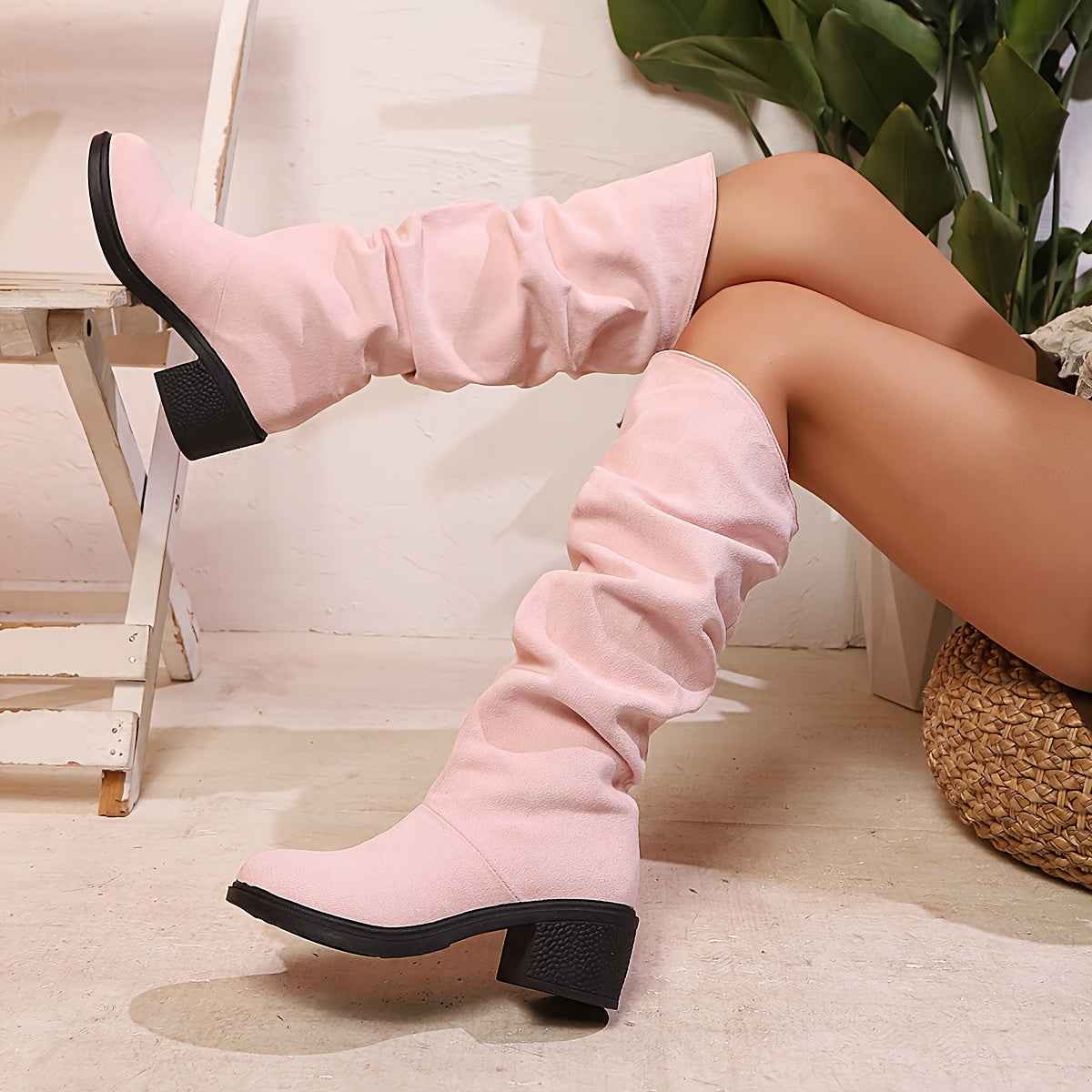 Faux Suede Mid-Calf Platform Boots – All-Season Comfort Edition