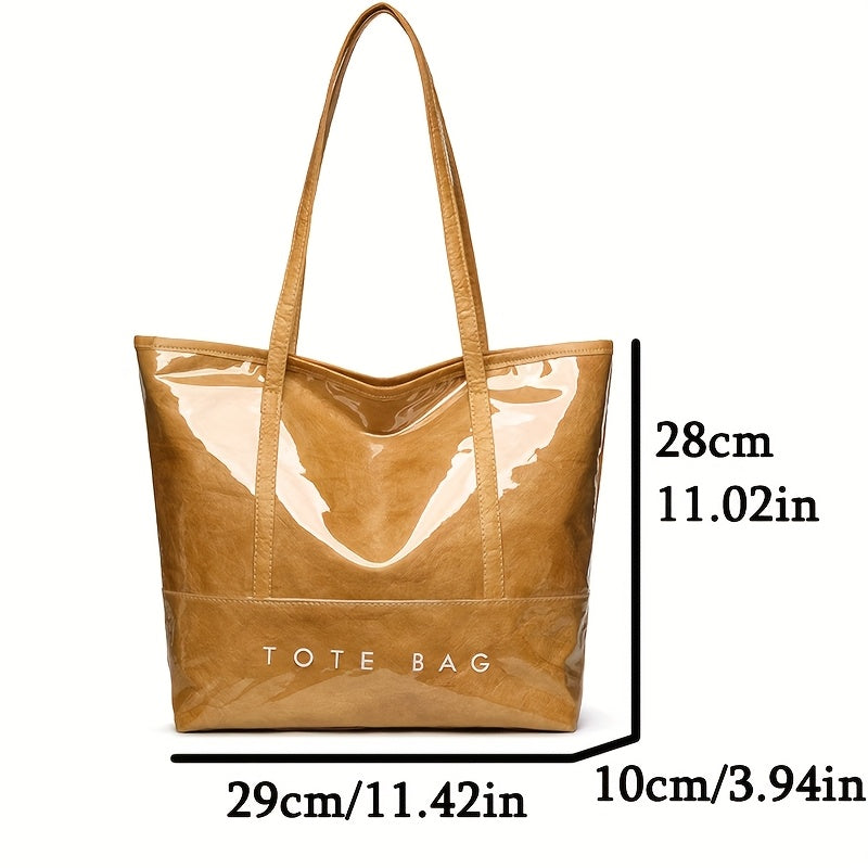 Glossy Patent Leather Vintage Tote Bag