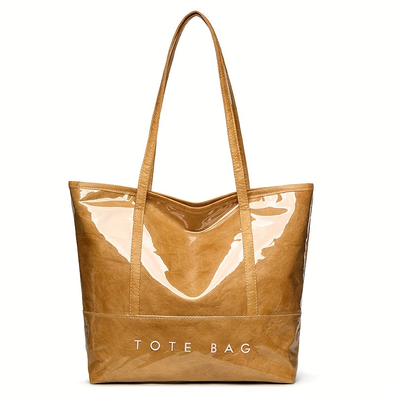 Glossy Patent Leather Vintage Tote Bag