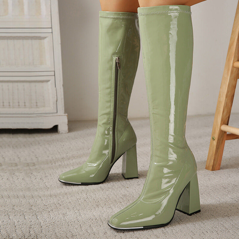 Knee High Patent Leather Boots