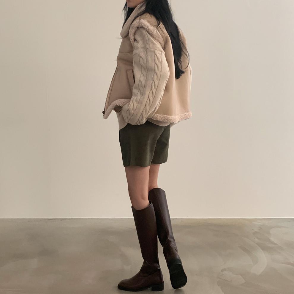 Faux Leather Shearling Vest Jacket