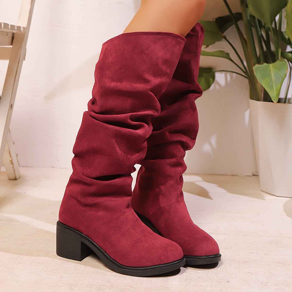 Faux Suede Mid-Calf Platform Boots – All-Season Comfort Edition
