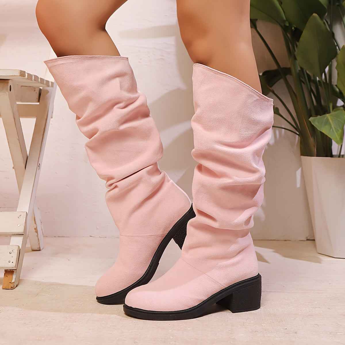 Faux Suede Mid-Calf Platform Boots – All-Season Comfort Edition