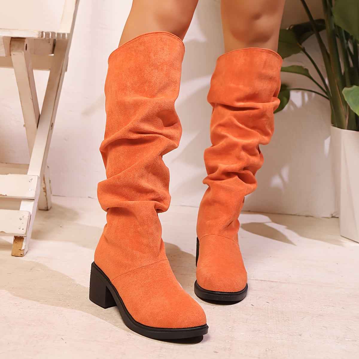 Faux Suede Mid-Calf Platform Boots – All-Season Comfort Edition