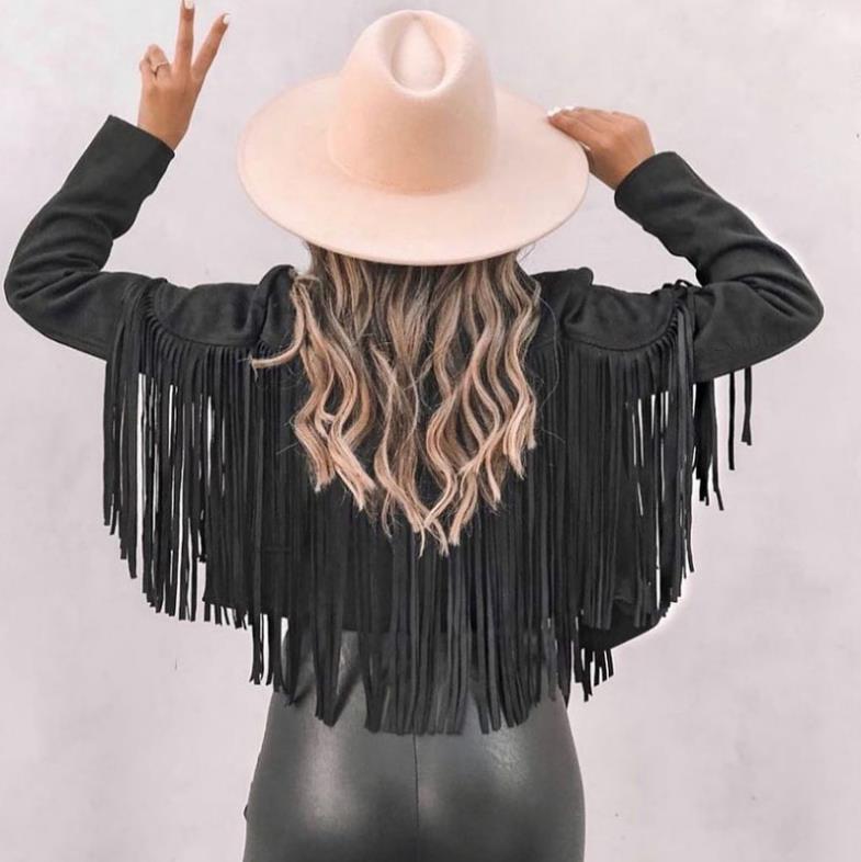 Faux Suede Fringe Biker Jacket