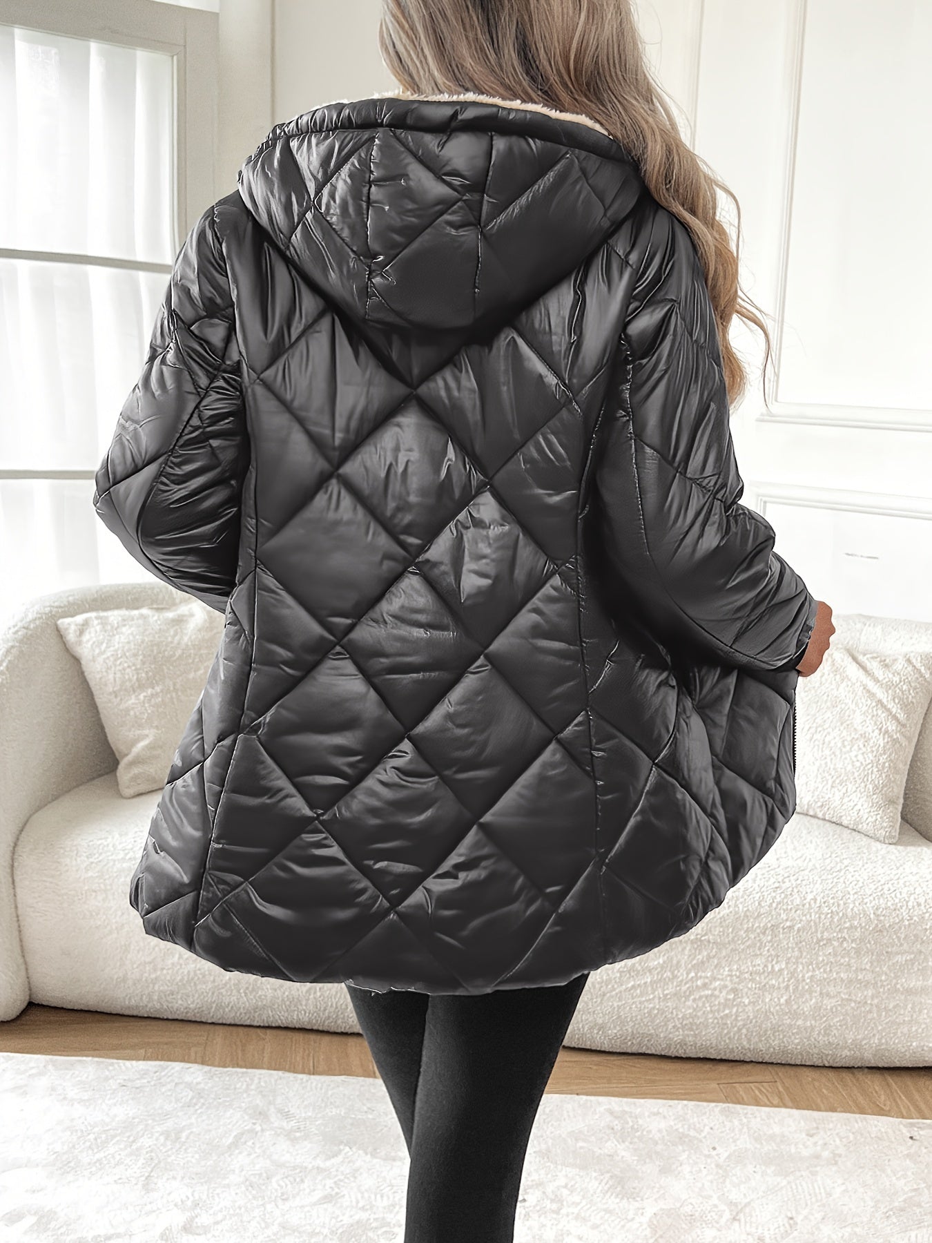 Quilted Puffer Jacket with Zipper Hood