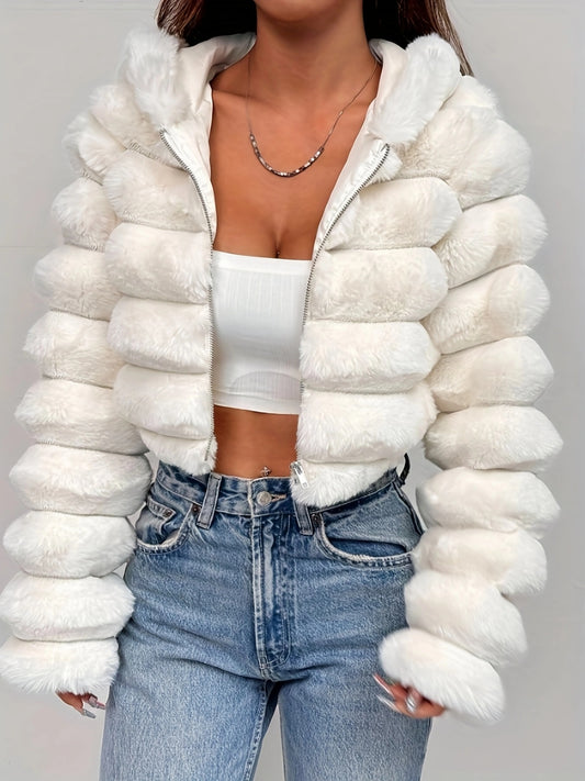 Elegant & Cozy Women's Faux Fur Hooded Jacket