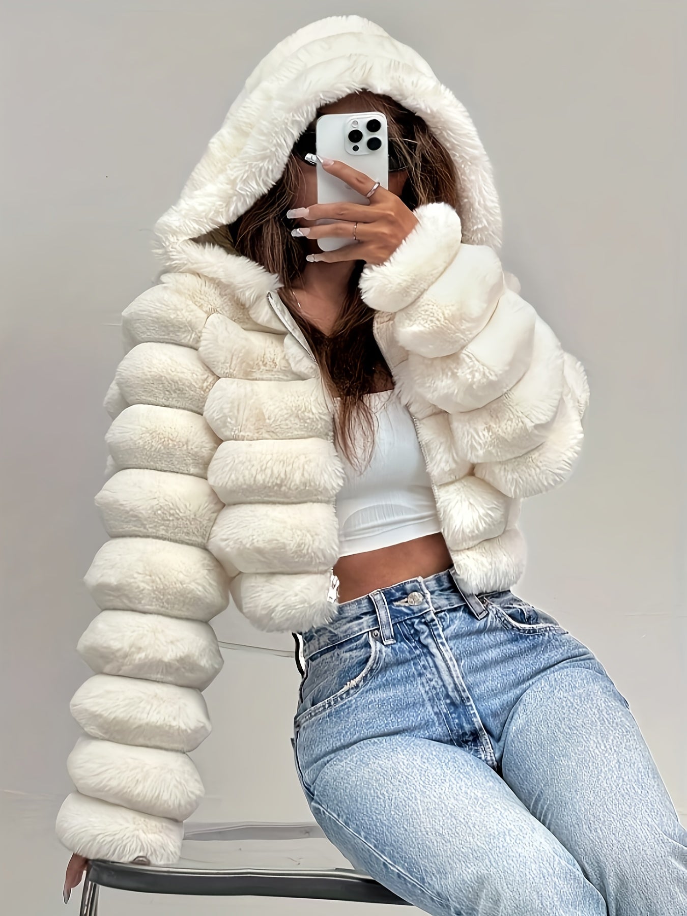 Elegant & Cozy Women's Faux Fur Hooded Jacket