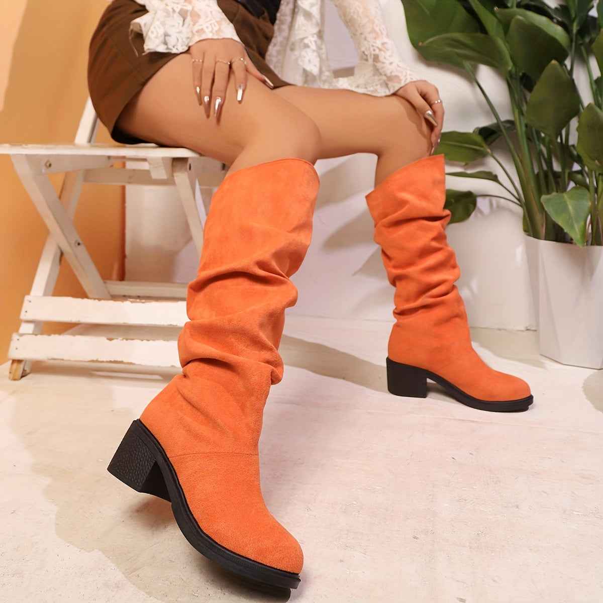 Faux Suede Mid-Calf Platform Boots – All-Season Comfort Edition