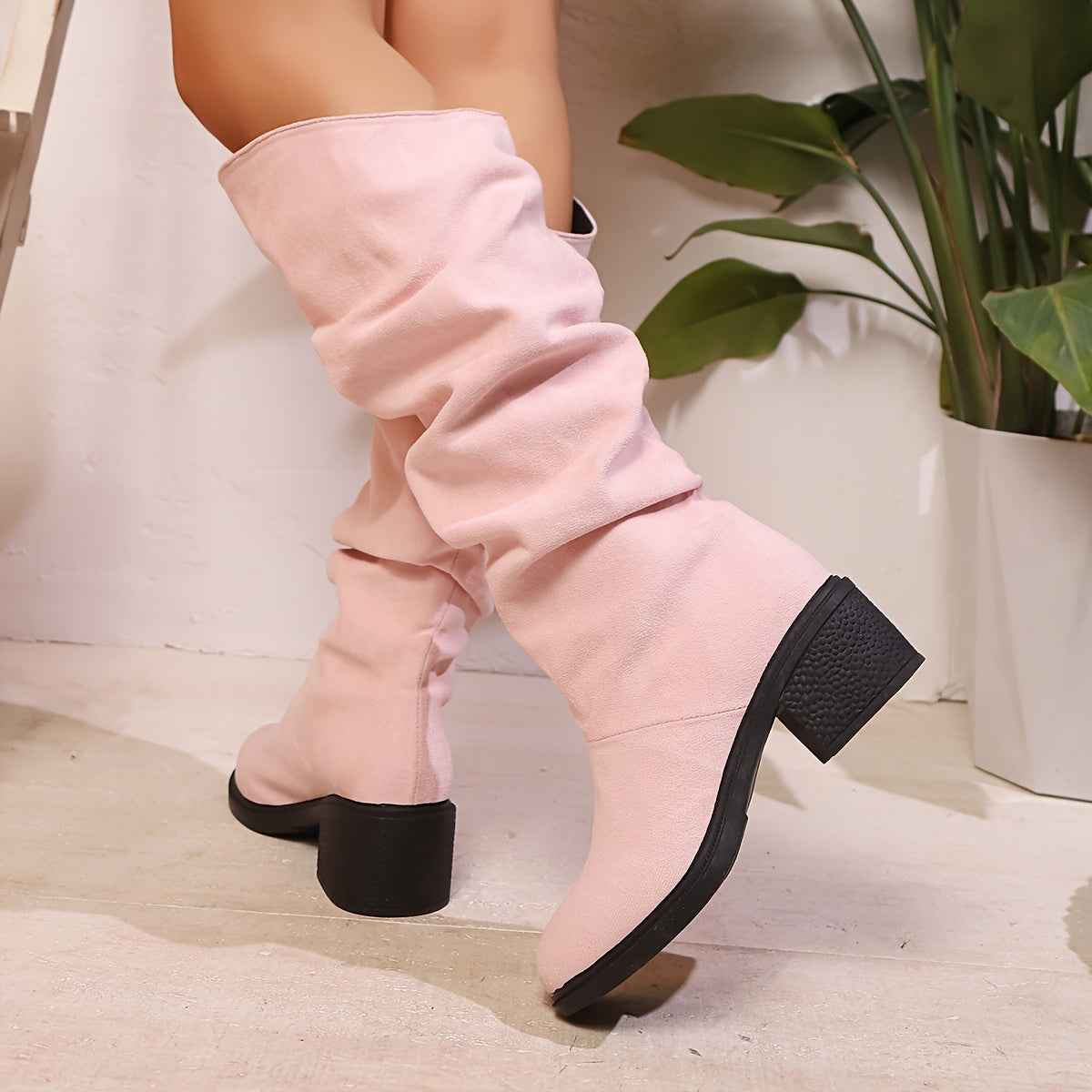 Faux Suede Mid-Calf Platform Boots – All-Season Comfort Edition