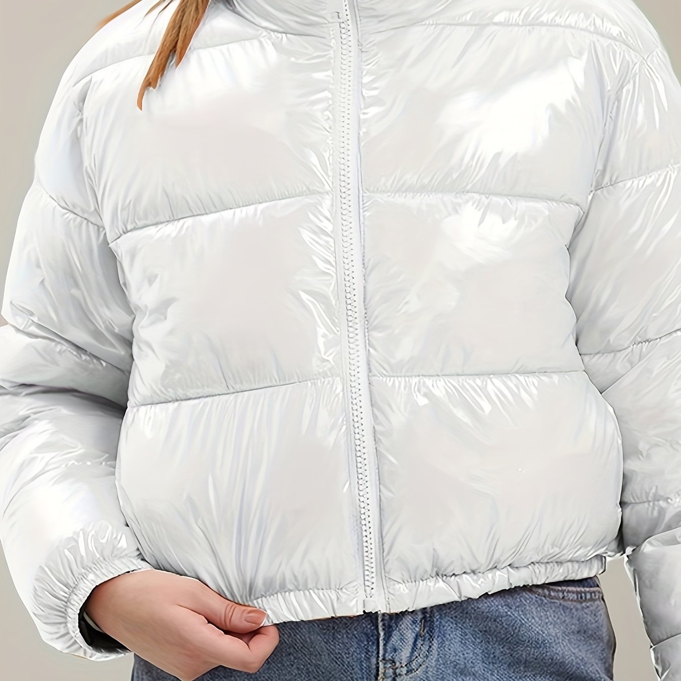 Shiny Cropped Puffer Jacket