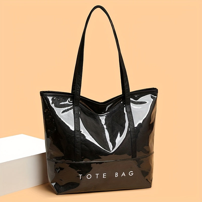 Glossy Patent Leather Vintage Tote Bag