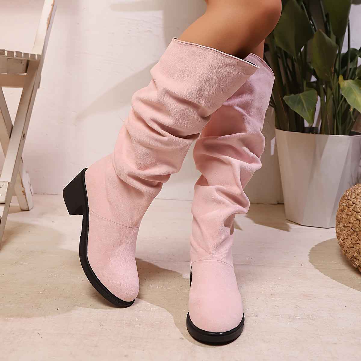 Faux Suede Mid-Calf Platform Boots – All-Season Comfort Edition