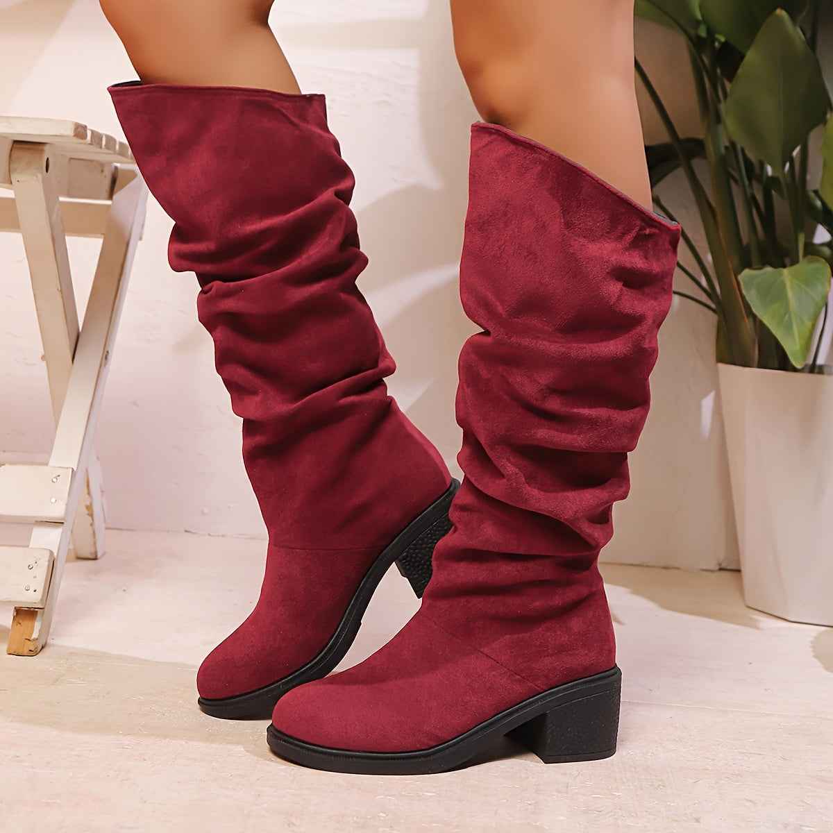 Faux Suede Mid-Calf Platform Boots – All-Season Comfort Edition