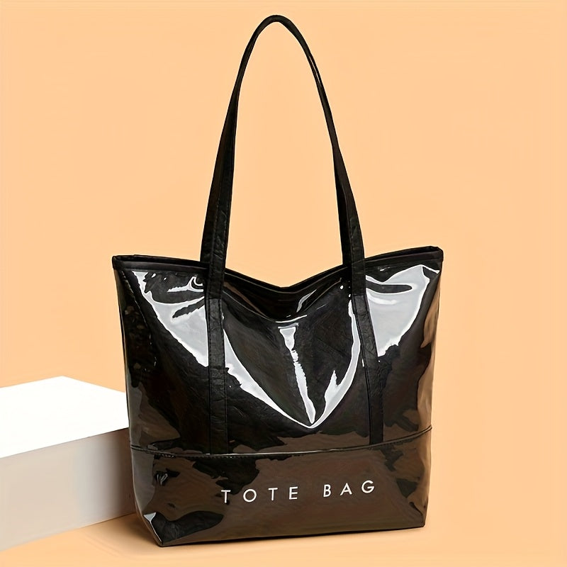 Glossy Patent Leather Vintage Tote Bag