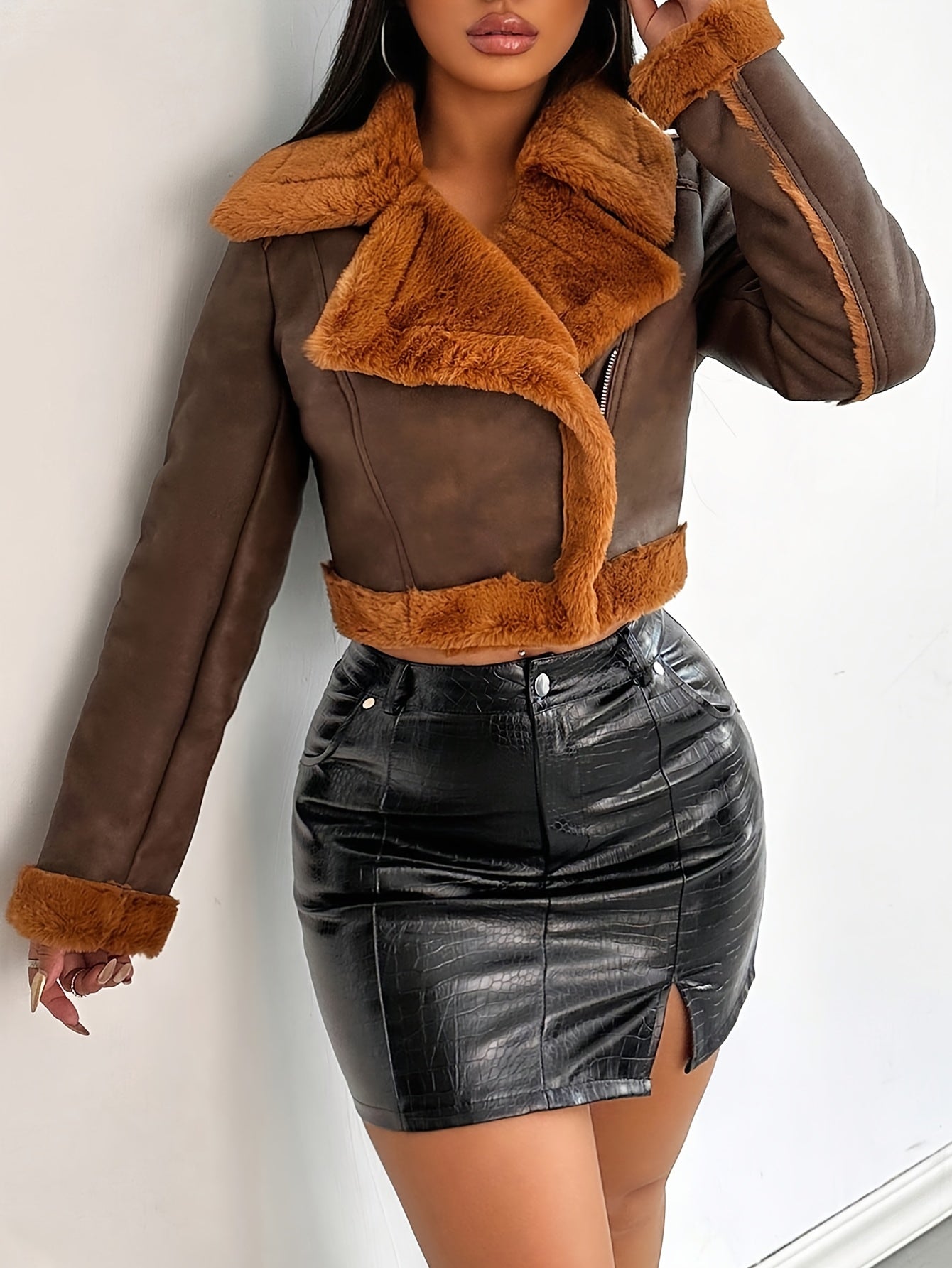 Cropped Jacket With Teddy Lining