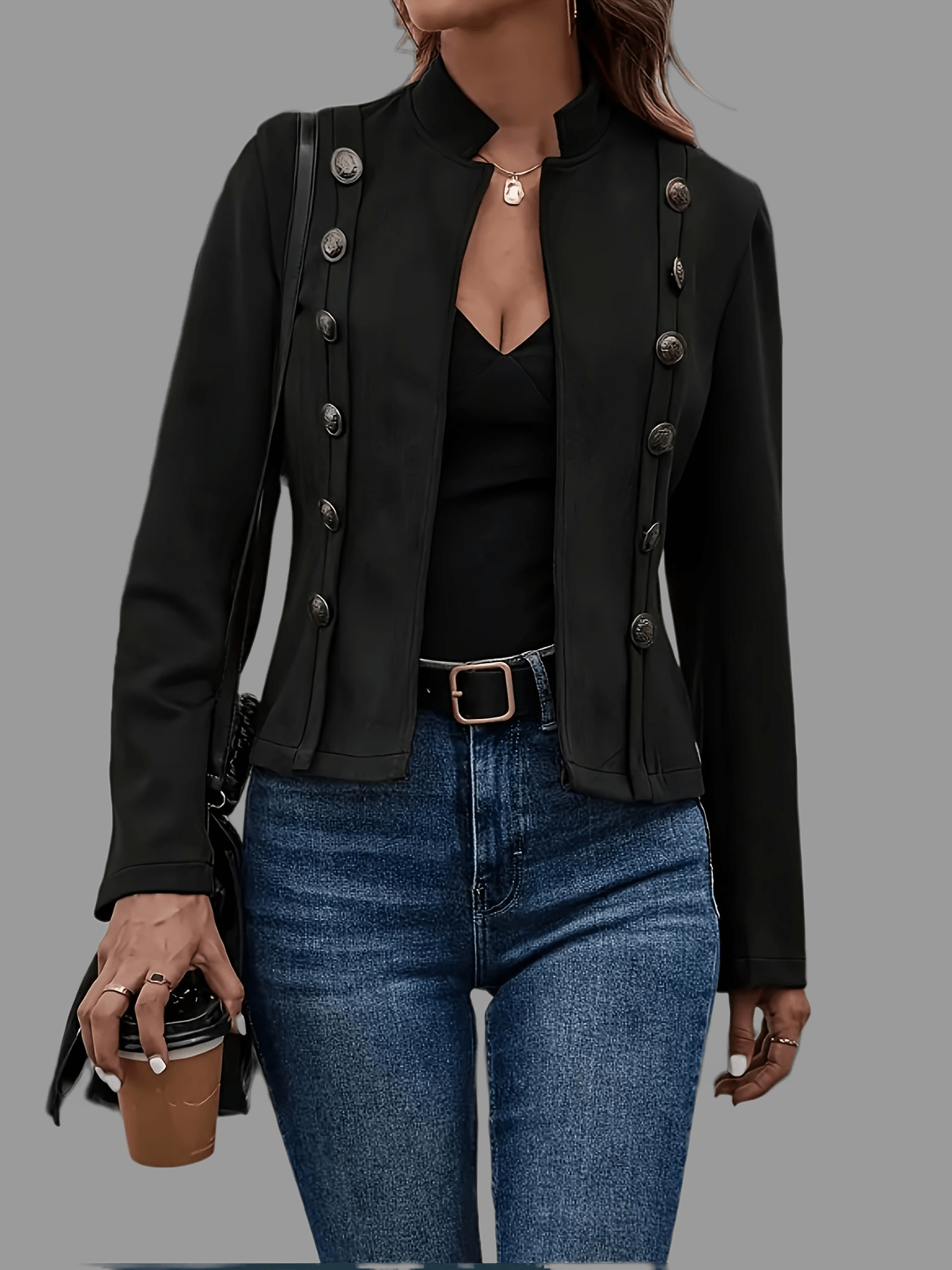 Elegant Brown or Black Faux Suede Jacket