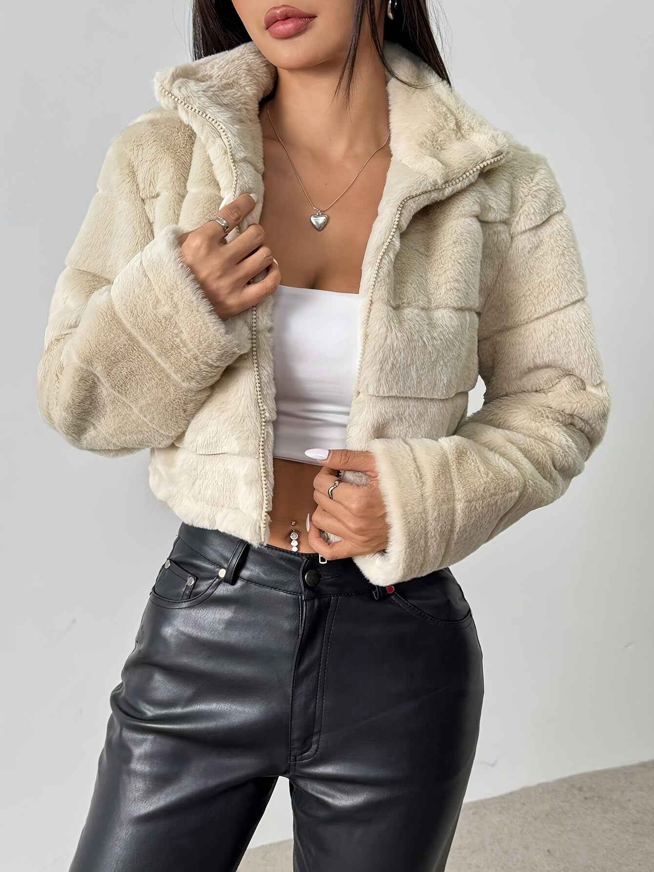 Elegant Luxury Zip-Up Plush Teddy Jacket