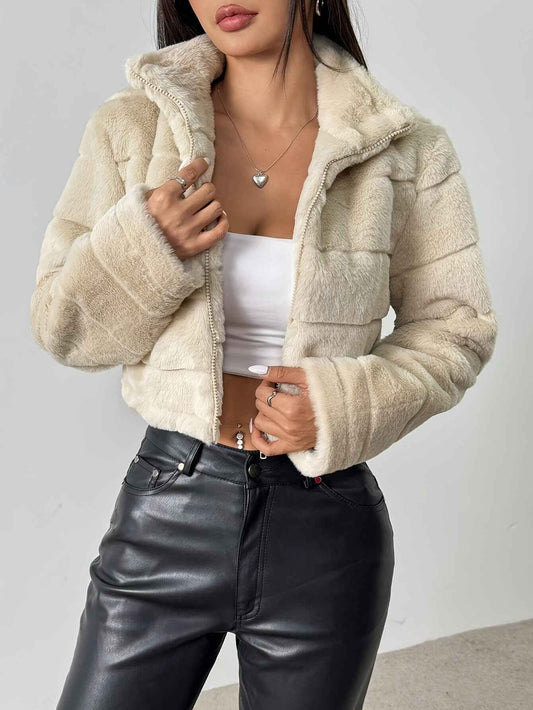Elegant Luxury Zip-Up Plush Teddy Jacket