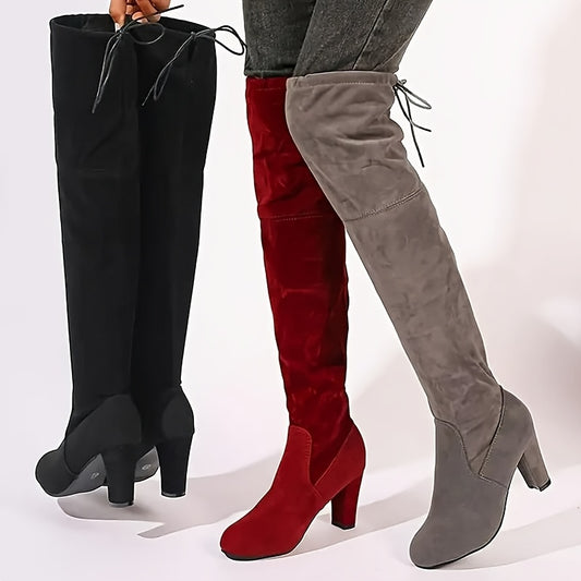 Elegant Knee-High Faux Suede Boots