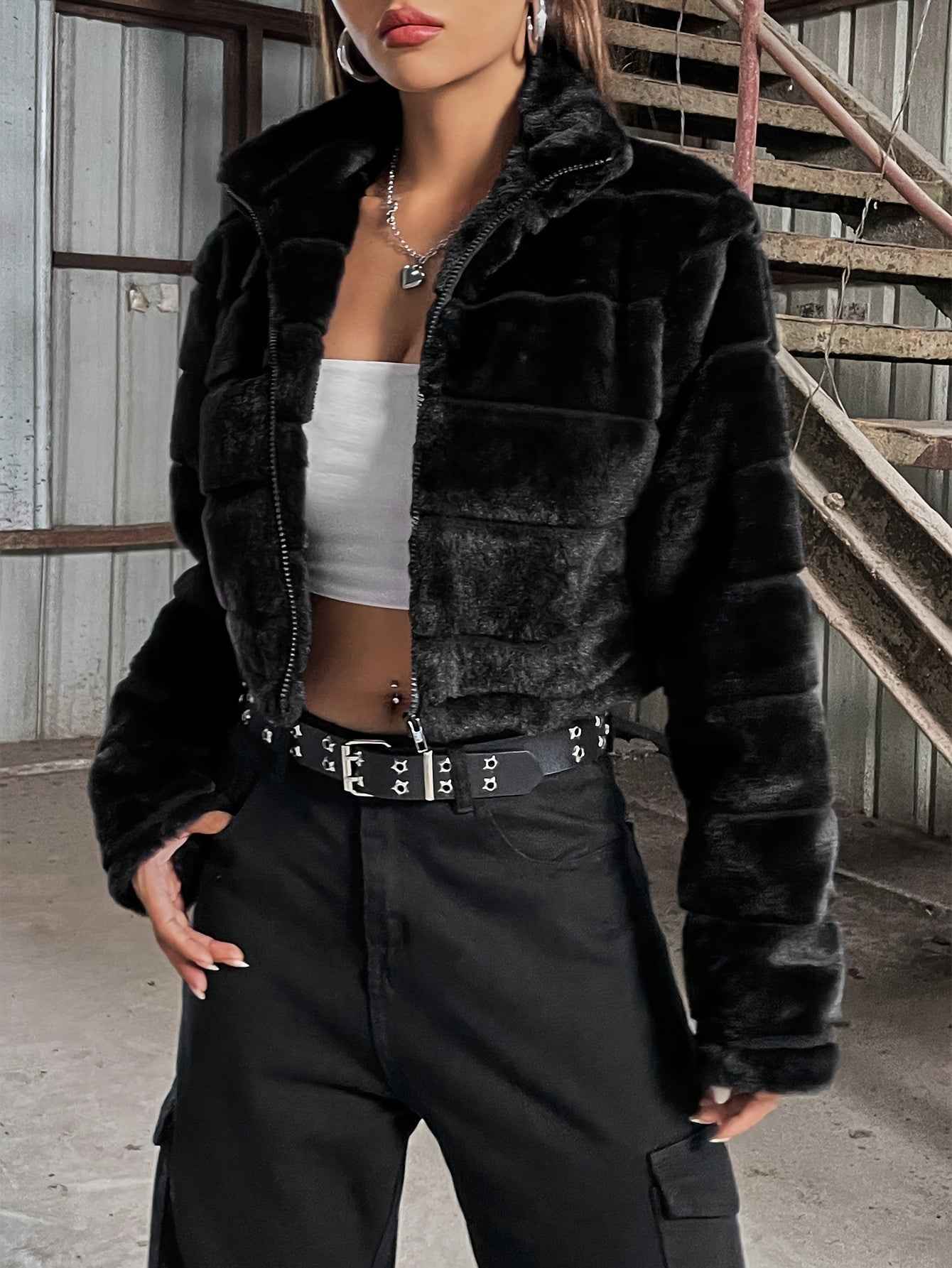 Elegant Luxury Zip-Up Plush Teddy Jacket