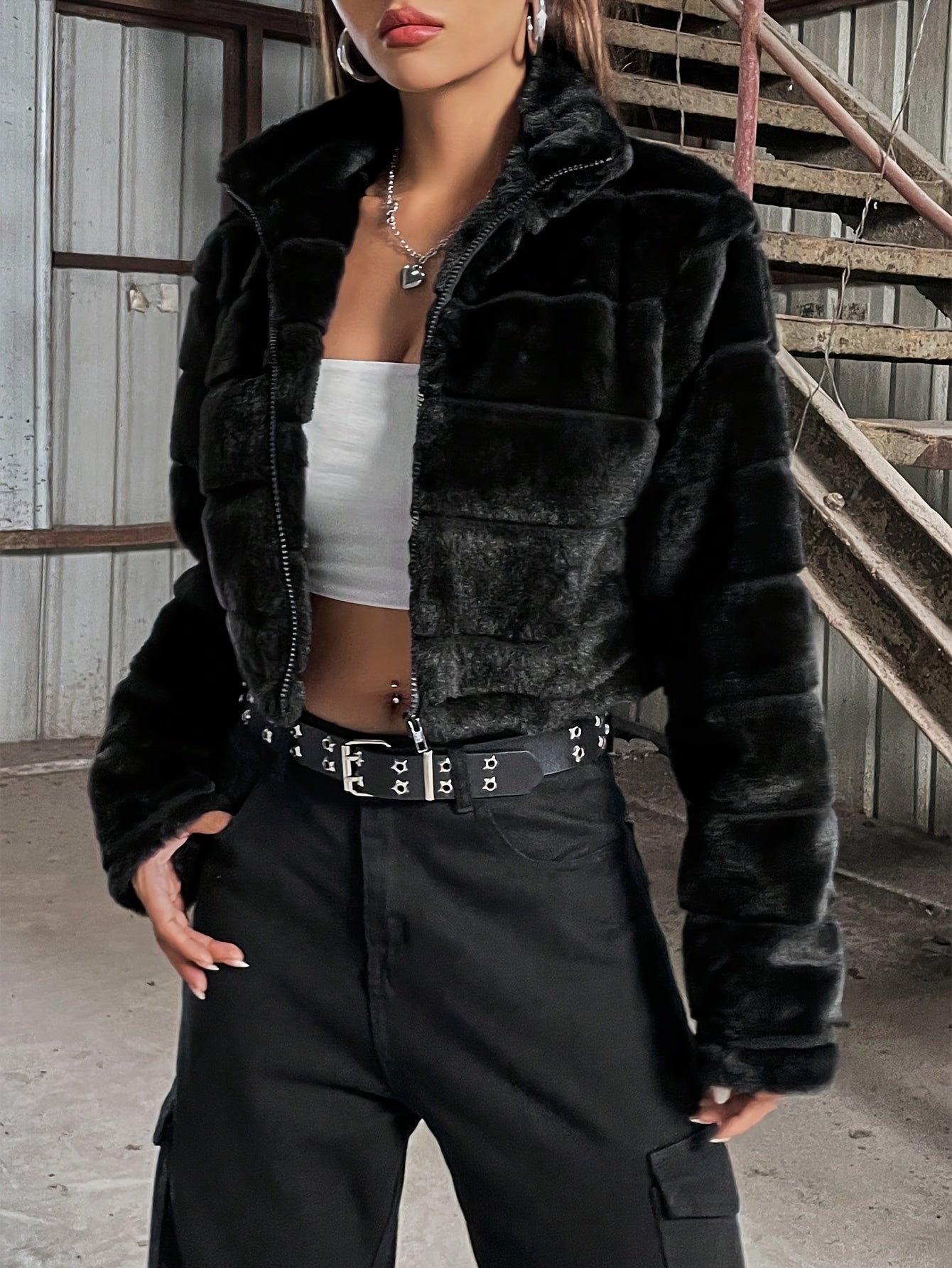 Elegant Luxury Zip-Up Plush Teddy Jacket