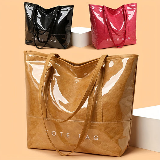 Glossy Patent Leather Vintage Tote Bag