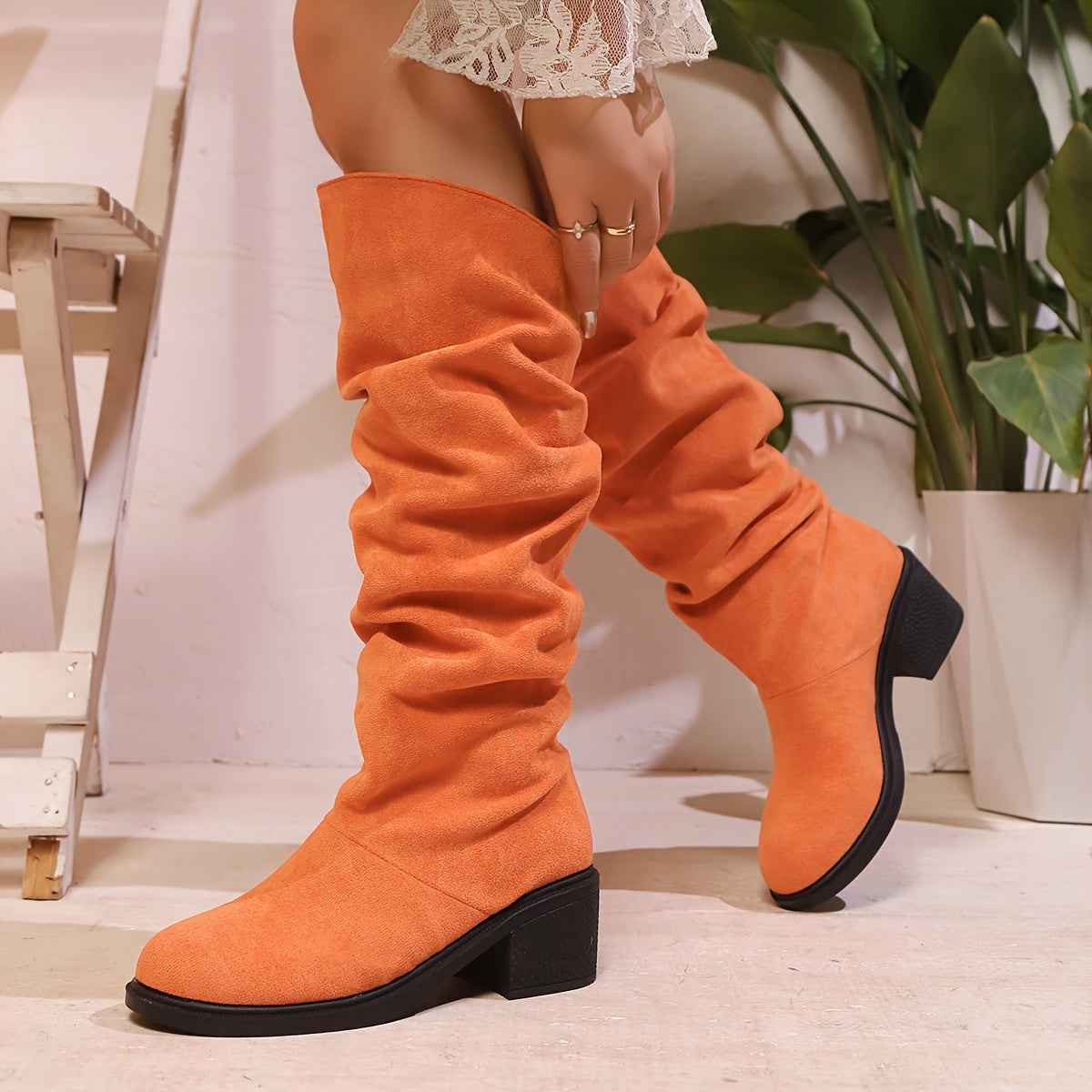Faux Suede Mid-Calf Platform Boots – All-Season Comfort Edition