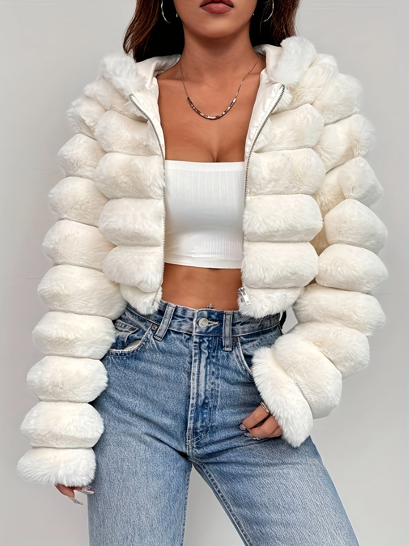 Elegant & Cozy Women's Faux Fur Hooded Jacket